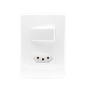 CONJUNTO 4X2 C/ 1 INTERRUPTOR SIMPLES + 1 TOMADA 2P+T 10A BRANCO SIENA MATTE