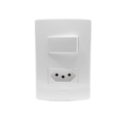 CONJUNTO 4X2 C/ 1 INTERRUPTOR SIMPLES + 1 TOMADA 2P+T 10A BRANCO SIENA MATTE