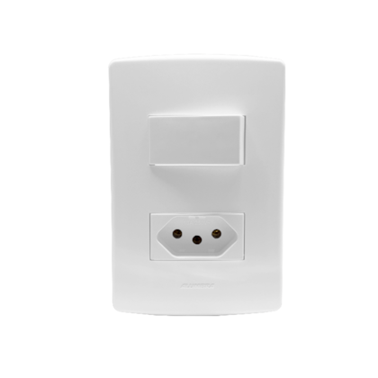 CONJUNTO 4X2 C/ 1 INTERRUPTOR SIMPLES + 1 TOMADA 2P+T 10A BRANCO SIENA MATTE