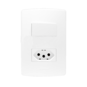 CONJUNTO 4X2 C/ 1 INTERRUPTOR SIMPLES + 1 TOMADA 2P+T 20A BRANCO SIENA MATTE
