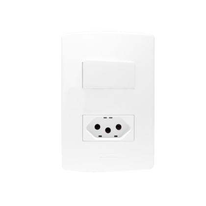 CONJUNTO 4X2 C/ 1 INTERRUPTOR SIMPLES + 1 TOMADA 2P+T 20A BRANCO SIENA MATTE
