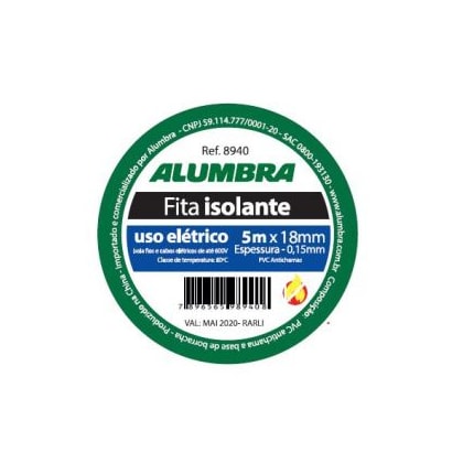 FITA ISOLANTE EM PVC - 18mm x 0,15mm x 5m ELETRICO FITA ISOLANTE EM PVC - 18mm x 0,15mm x 5m ELETRICO