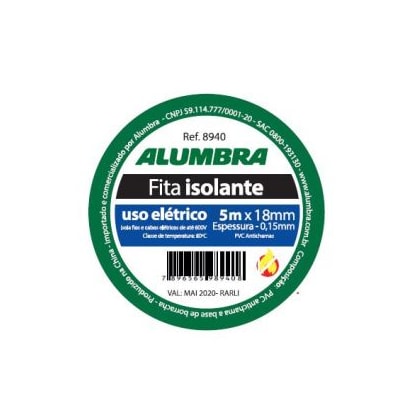 FITA ISOLANTE EM PVC - 18mm x 0,15mm x 5m ELETRICO