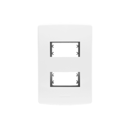 PLACA 4X2 2 MÓDULOS DIST. C/ SUPORTE BRANCO SIENA MATTE