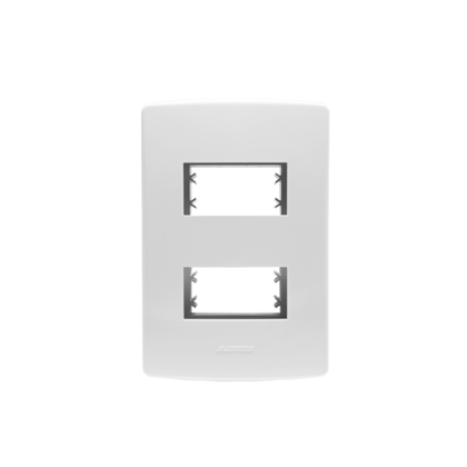 PLACA 4X2 2 MÓDULOS DIST. C/ SUPORTE BRANCO SIENA MATTE