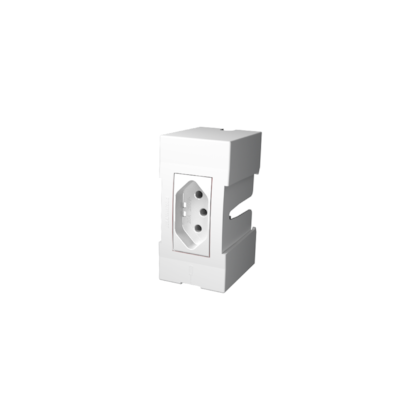 SUPORTE DE TOMADA PARA TRILHO DIN C/ TOMADA 2P+T BRANCA 20A - 250V