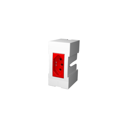 SUPORTE DE TOMADA PARA TRILHO DIN C/ TOMADA 2P+T VERMELHA 20A - 250V